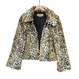 KC Collections Leopard Print Faux Fur Jacket Women’s Size Large